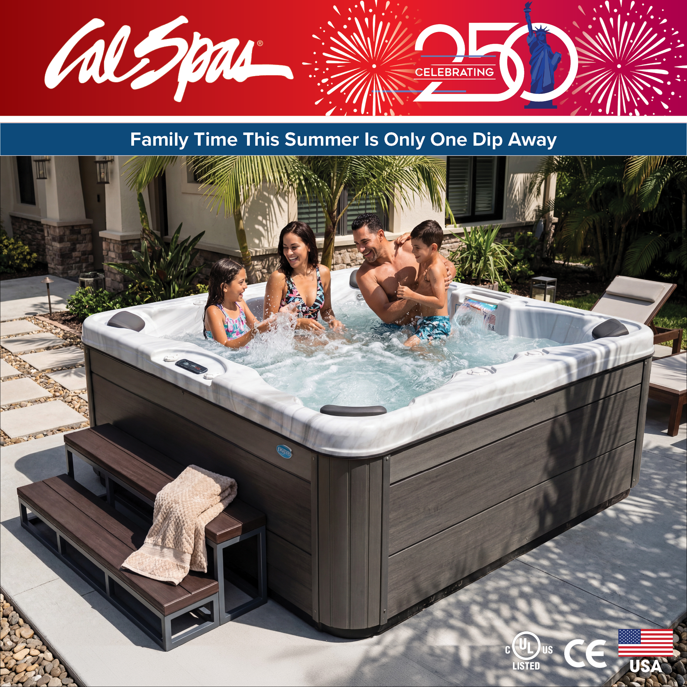 Calspas hot tub being used in a family setting - Grandforks